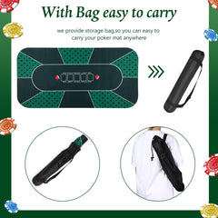 Kinlop poker mat features durable edge stitching to prevent warping.