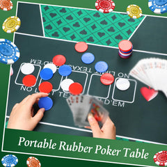 Kinlop foldable poker mat folds compactly for travel and outdoor games.