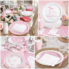 Kinovo pink bow set that serves up to 50 guests for celebrations.