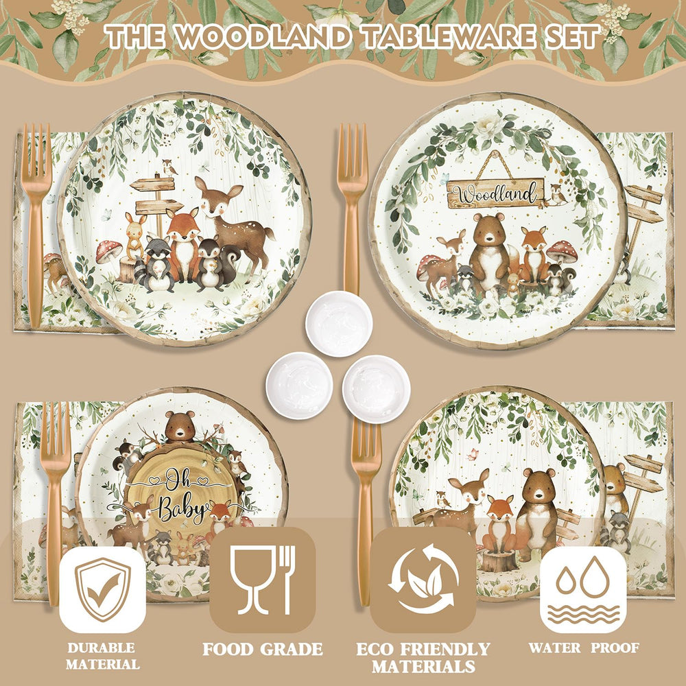 Kinovo woodland tableware 300gsm paper for sturdy hold