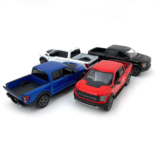 KiNSMART Ford F-150 Raptor black 5in die-cast model with opening doors for display