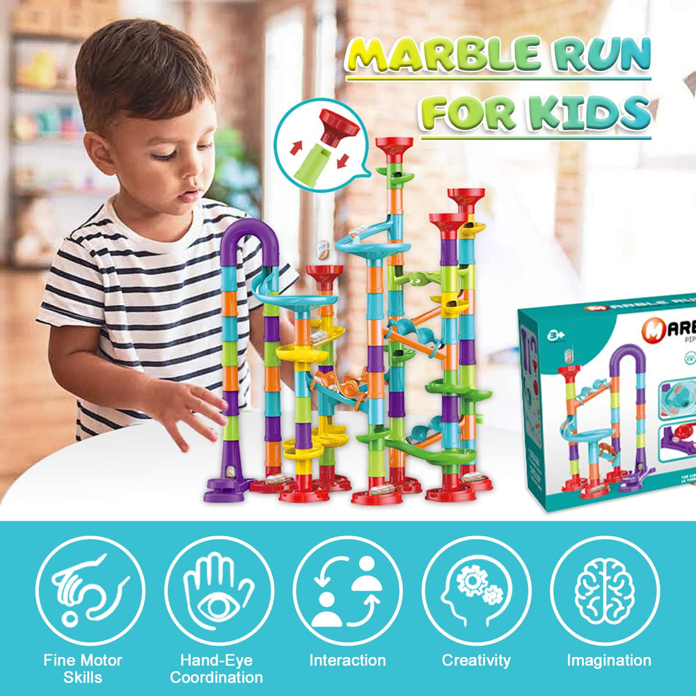 Kipawa Marble Run path variations show different track layouts for testing ideas.