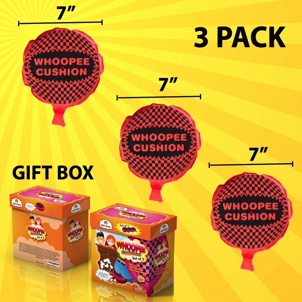 Kipi Toys triple pack whoopee cushions ready for prank unboxing and giggles