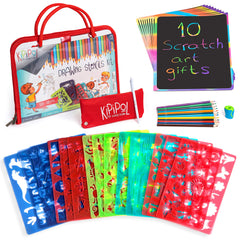 Kipipol 63-pcs drawing stencils in a travel bag for mess-free art on the go.