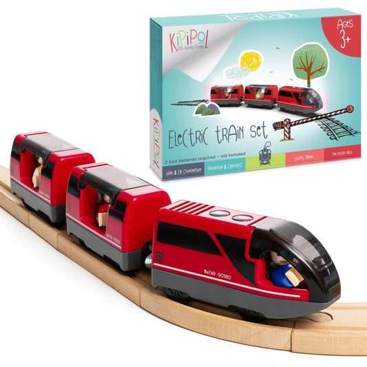 KipiPol locomotive front view with interactive controls for imaginative play.