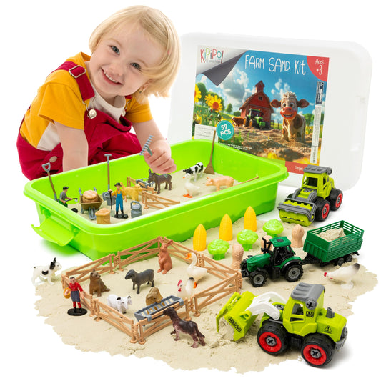KipiPol farm sensory bin with lid for mess-free toddler play and imaginative farming.