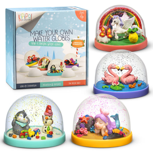 Kipipol snow globe kit package for at-home crafting fun.