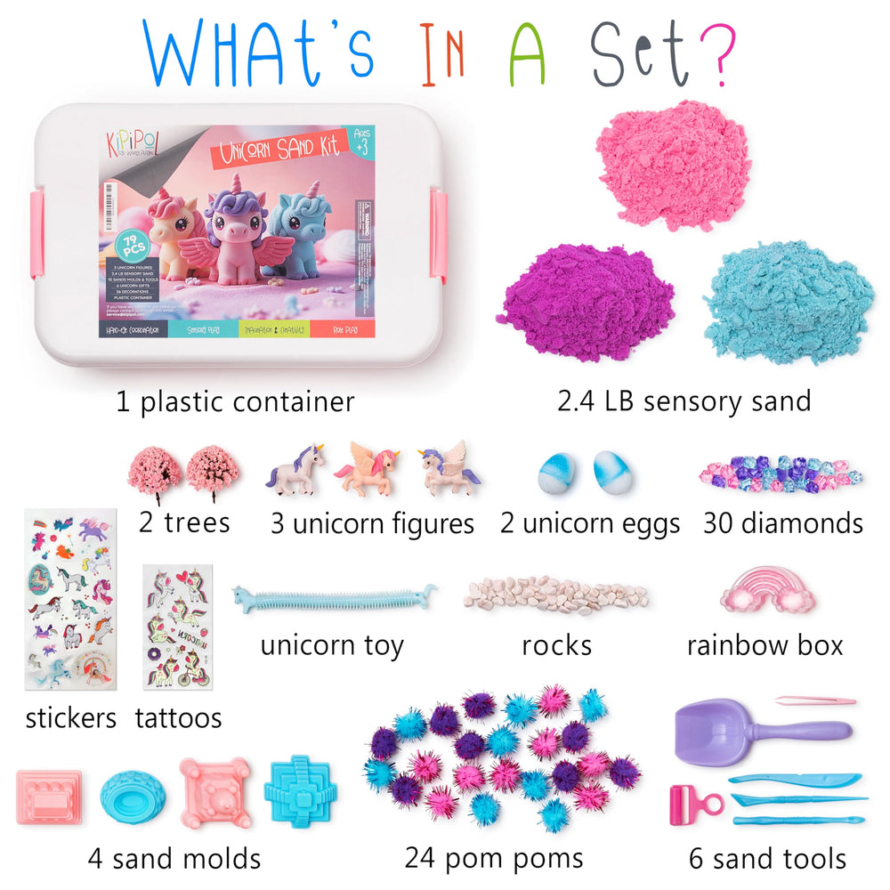 Kipipol three-color sand offering tactile, creative sensory exploration.