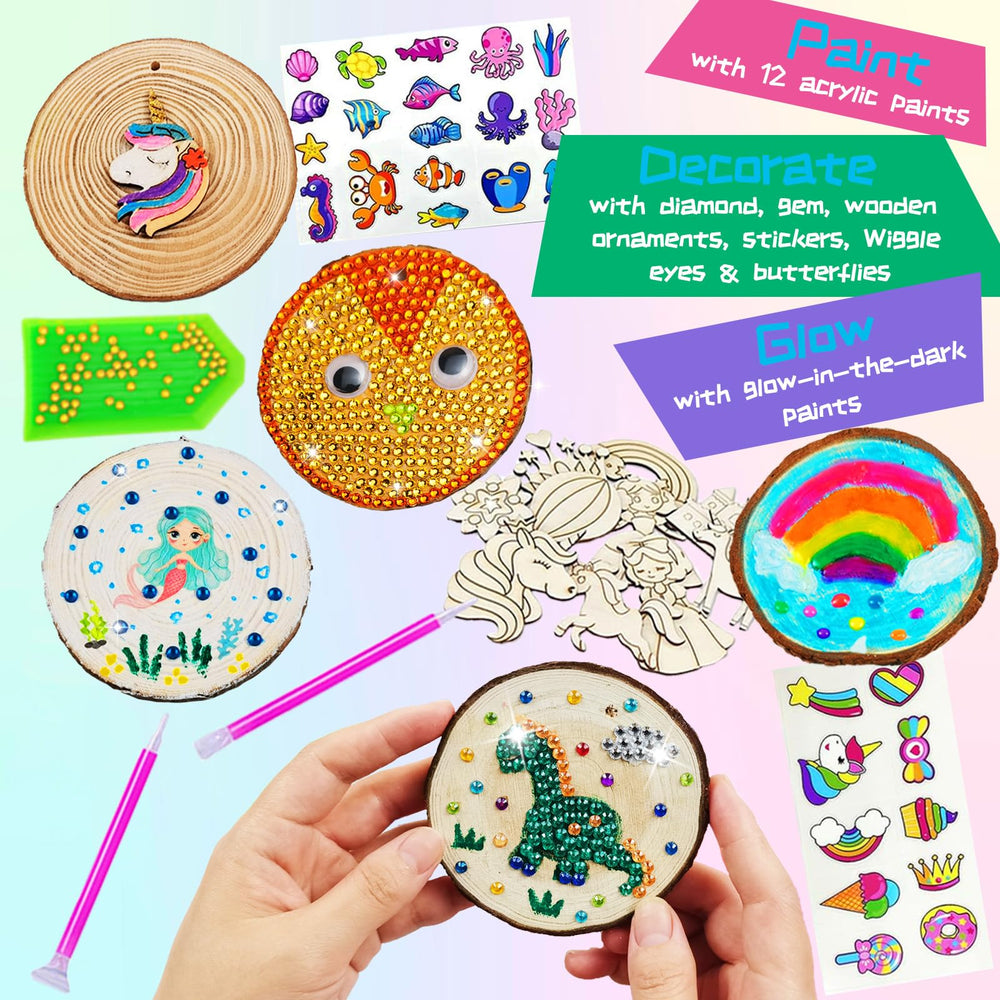 KIRKOTOY wood slice coasters and decorations kit for gifts