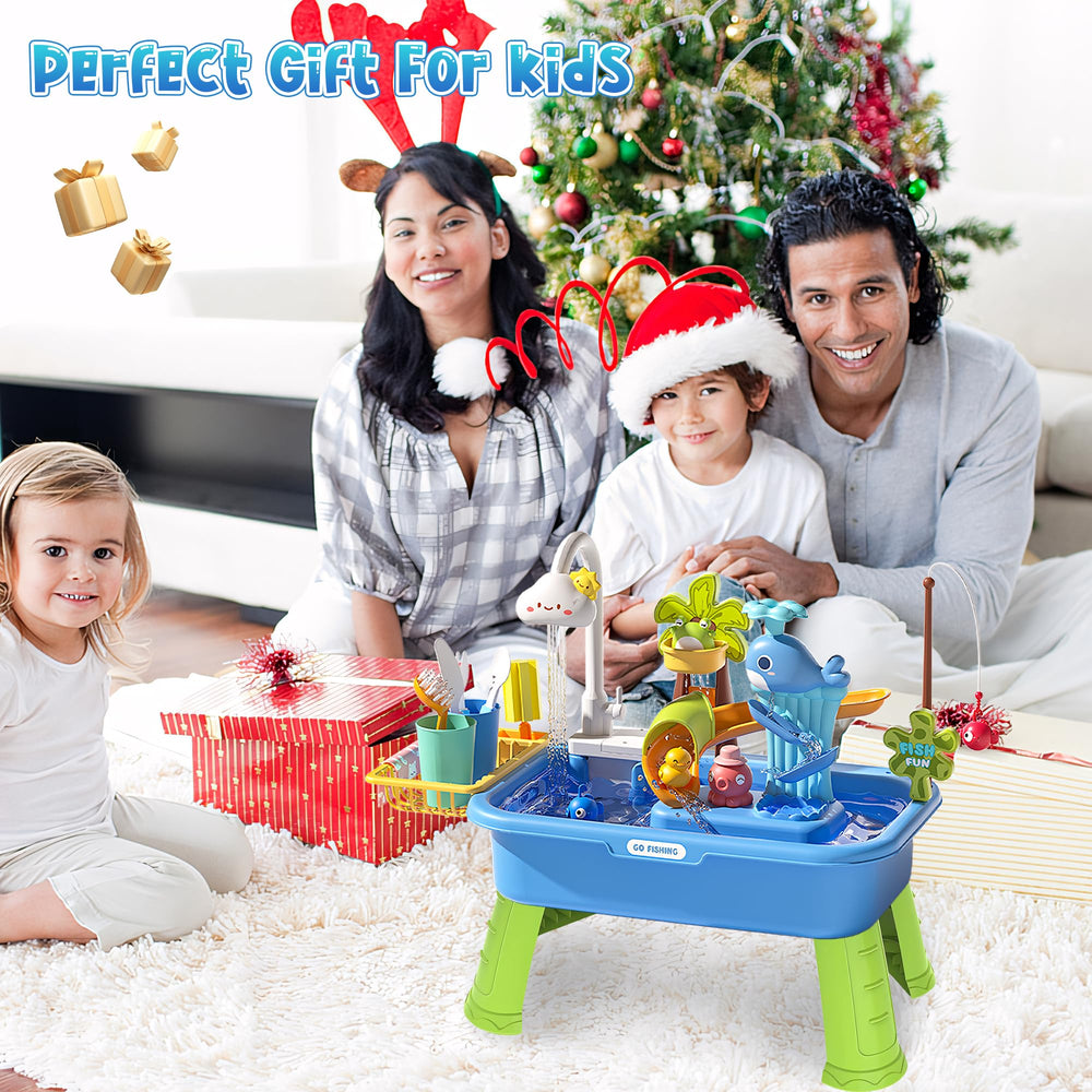 Kirntcoy durable blue plastic withstands indoor or outdoor toddler play.