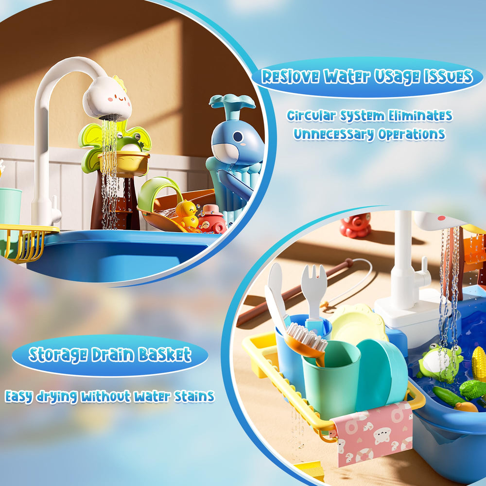 Kirntcoy water table fishing tools encourage friendly pretend fishing sessions.