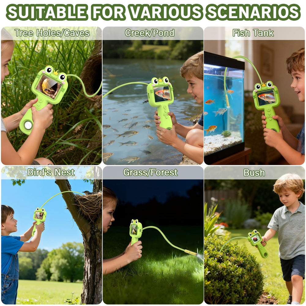Kiscamgear endoscope in use outdoors during hands-on exploration.