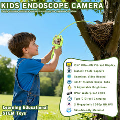 Kiscamgear endoscope lens close-up with light for detailed inspection.
