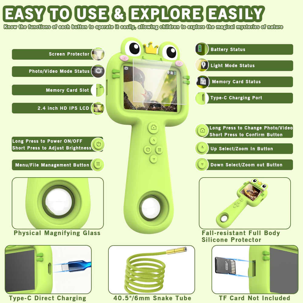 Kiscamgear kids camera display shows bright 2.4-inch screen for clear viewing.