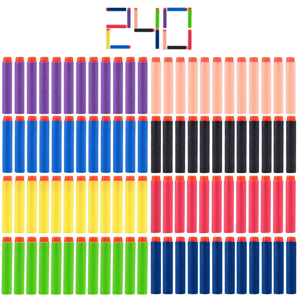 KISEER 240-pcs colorful darts pack for Nerf battles with safe foam bullets