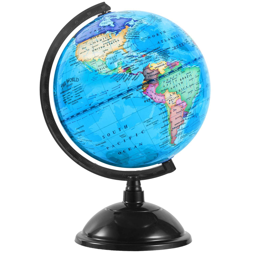 KISEER 8-inch world globe with stand blue, ideal for classroom display.
