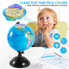 KISEER detailed world-map globe shows continents and oceans for geography exploration.