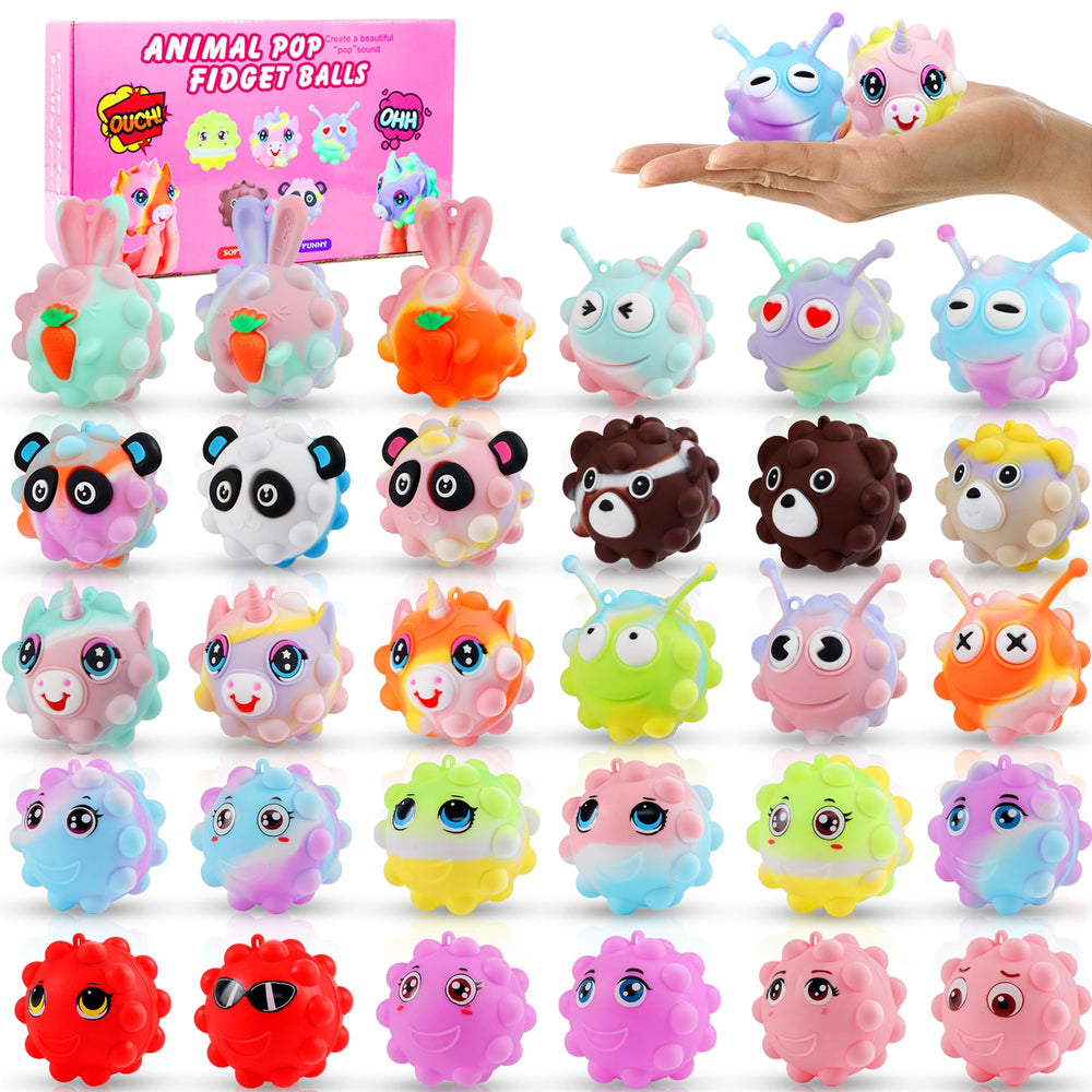 KissFree Animal Pop Ball keychain with colorful animal design for portable fidget fun