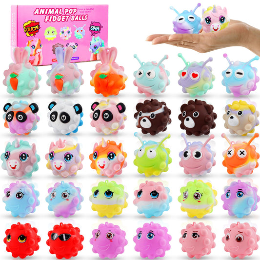 KissFree Animal Pop Ball keychain with colorful animal design for portable fidget fun