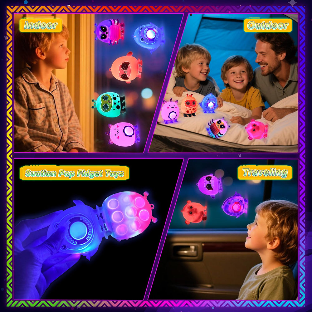 KissFree glow animal pop suction toy insect pink energizes sensory play sessions.