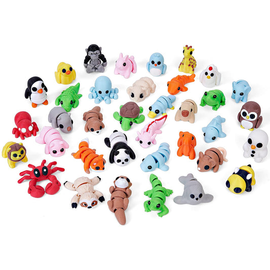 KittyCode 36pcs 3D printed animal figurines pack for desk decor and play