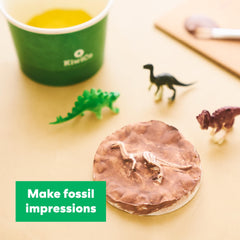 KiwiCo fossil impressions image demonstrates creating detailed fossil imprints.