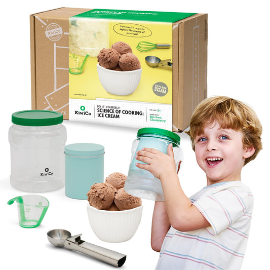 KiwiCo Science of Cooking ice cream kit box sparks curiosity and hands-on learning for kids.