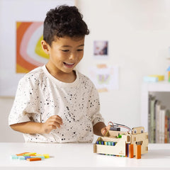 KiwiCo Wood dominoes pack 100 enables varied, bold domino runs.