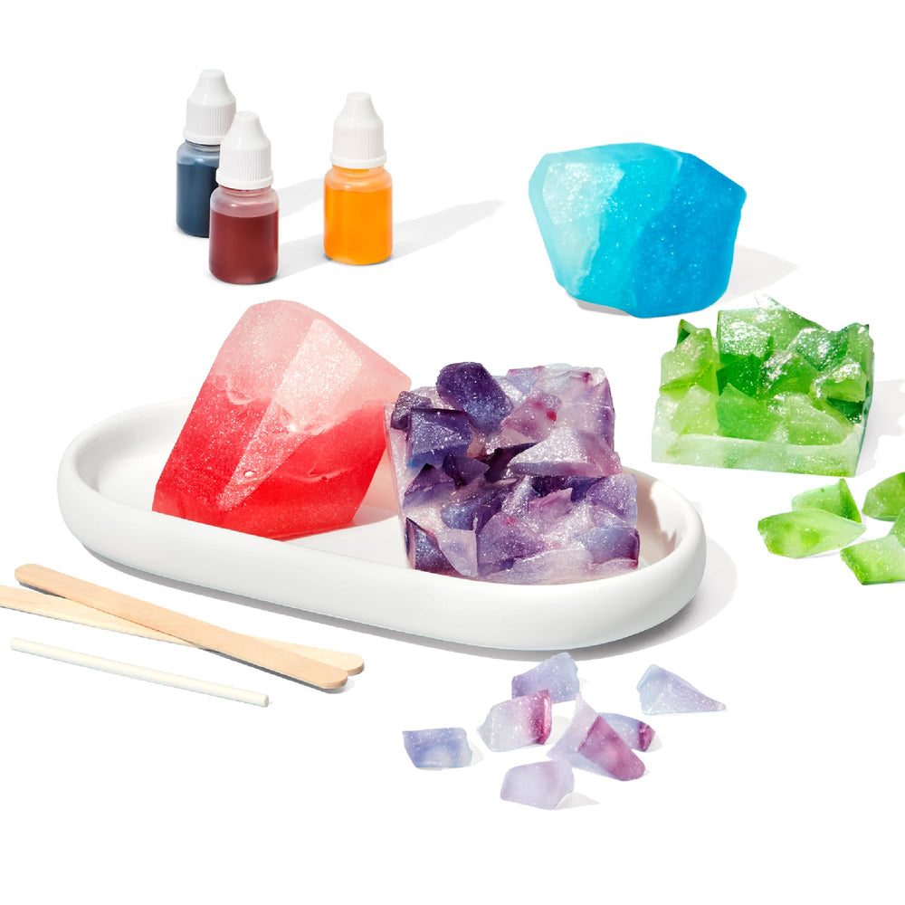 KiwiCo Crystal Geode Soapmaking Kit mica powder adds sparkling crystal accents