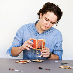 KiwiCo Levitating Lantern tensegrity concept demonstrated through visual levitation.