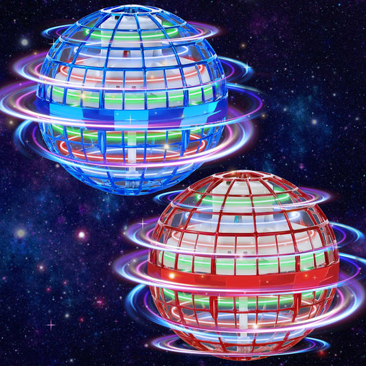 KIYTARBOO flying orb ball front view in blue and red for outdoor play