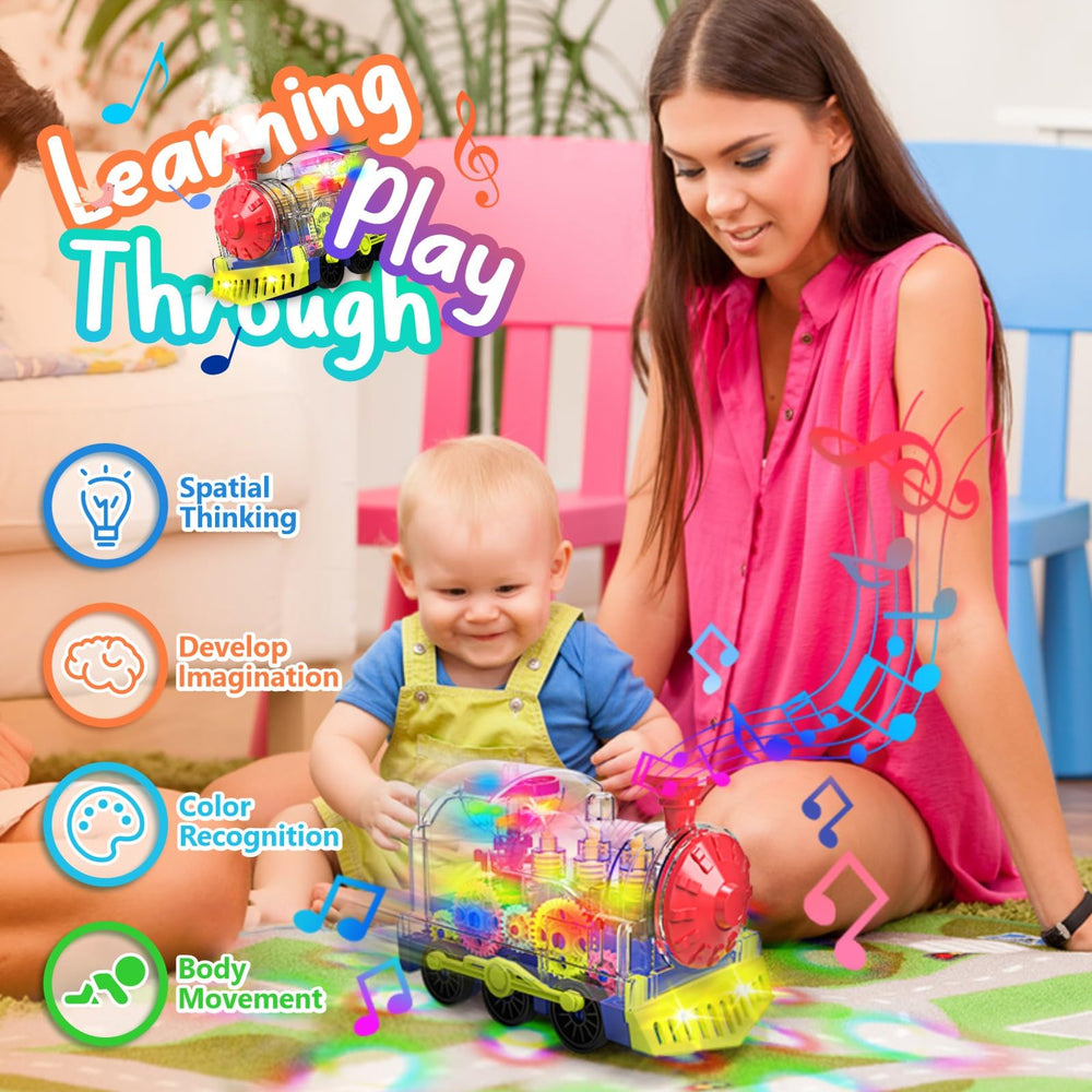 Kizeefun train toy glows and plays music, inviting little ones to explore.