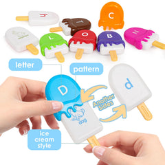 Kizh alphabet ice cream bucket packaging with 52 pieces for organized play