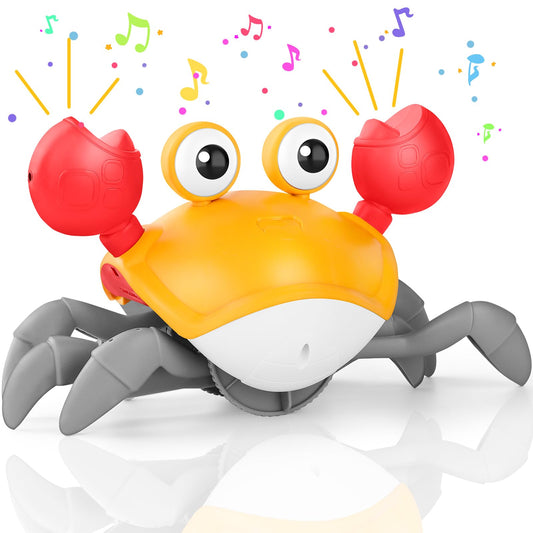 KIZJORYA Crawling Crab Toy orange overview showing safe design and sensory appeal