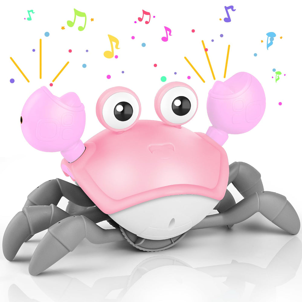KIZJORYA Crawling Crab pink glow toy enhances visual tracking and engagement.