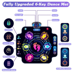 KIZJORYA Dance Mat Bluetooth pairing enables wireless music from a library for dynamic sessions.