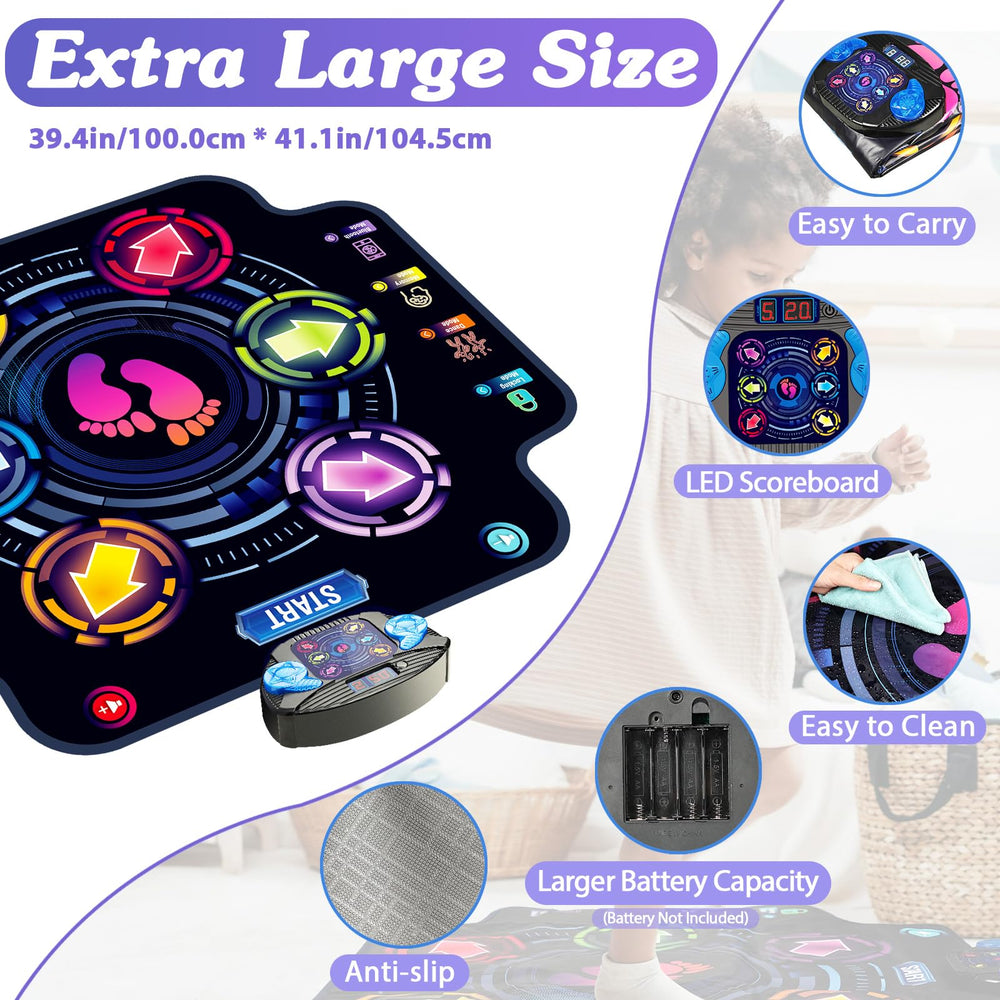 KIZJORYA Dance Mat waterproof surface makes cleanup quick after spills and messes.