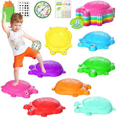 KIZJORYA frog stepping stones 8pc with non-slip base for safe toddler balance practice.