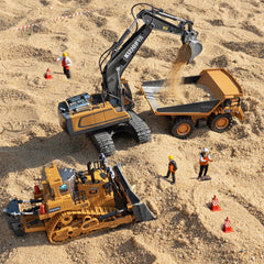 KIZJORYA kids playing indoors and outdoors with the bulldozer