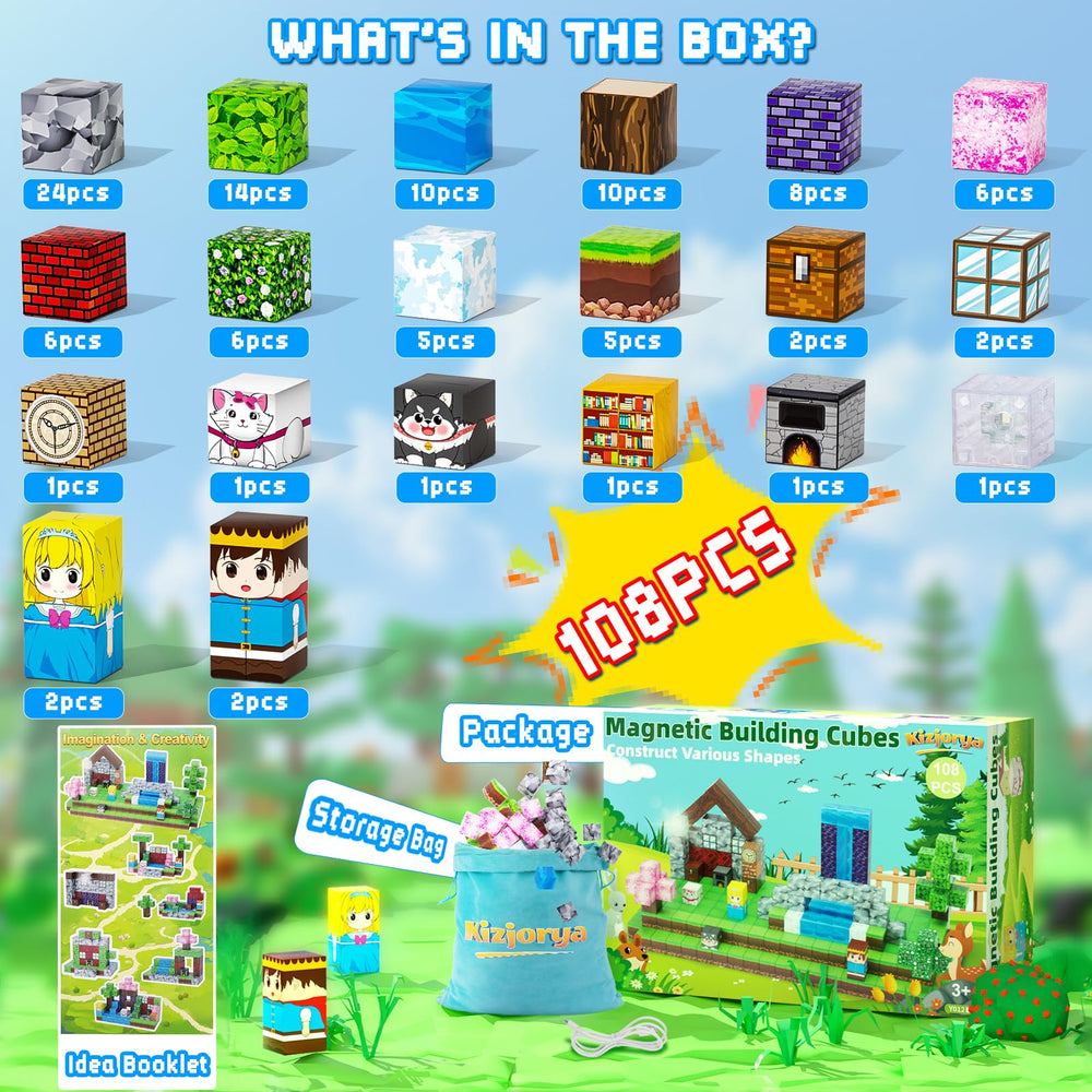 KIZJORYA magnetic blocks lit-up cube illuminates builds for cozy storytelling