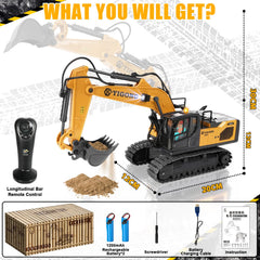 KIZJORYA RC excavator tracked wheels for stability.