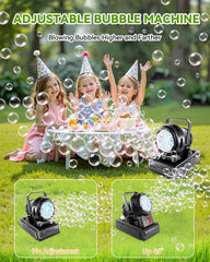 Kizmore Bubble Machine makes a delightful birthday party gift for toddlers.