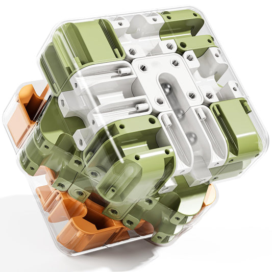 KIZONLY 3D cube puzzle color-matched design promotes focused play and problem solving.