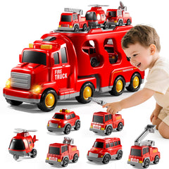 KIZONLY Fire Truck 7in1 two-themes setup: construction and fire rescue.