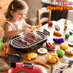 KIZONLY Kids Grill Playset two‑tier design enables extended pretend grilling sessions