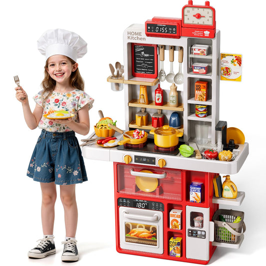 KIZONLY Kids Kitchen Set stovetop lights boost imaginative cooking play