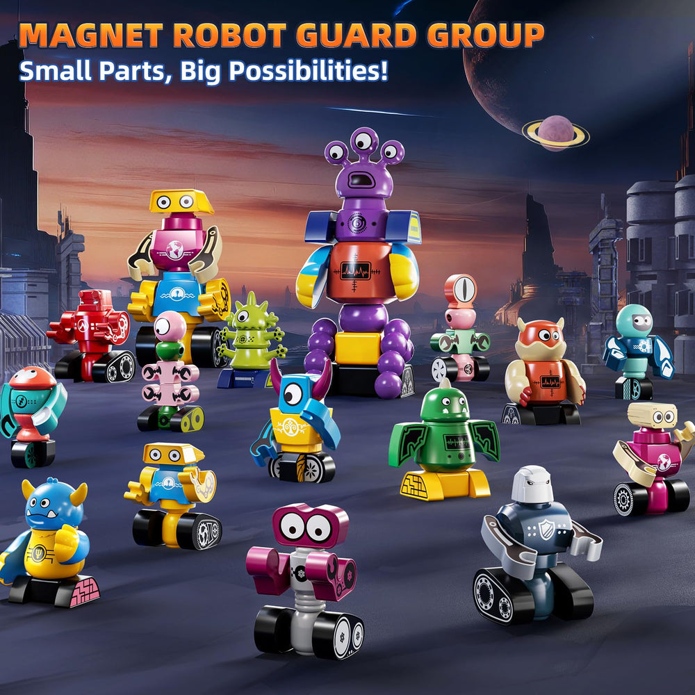 KIZONLY magnets robot blocks storage box keeps pieces organized after play.