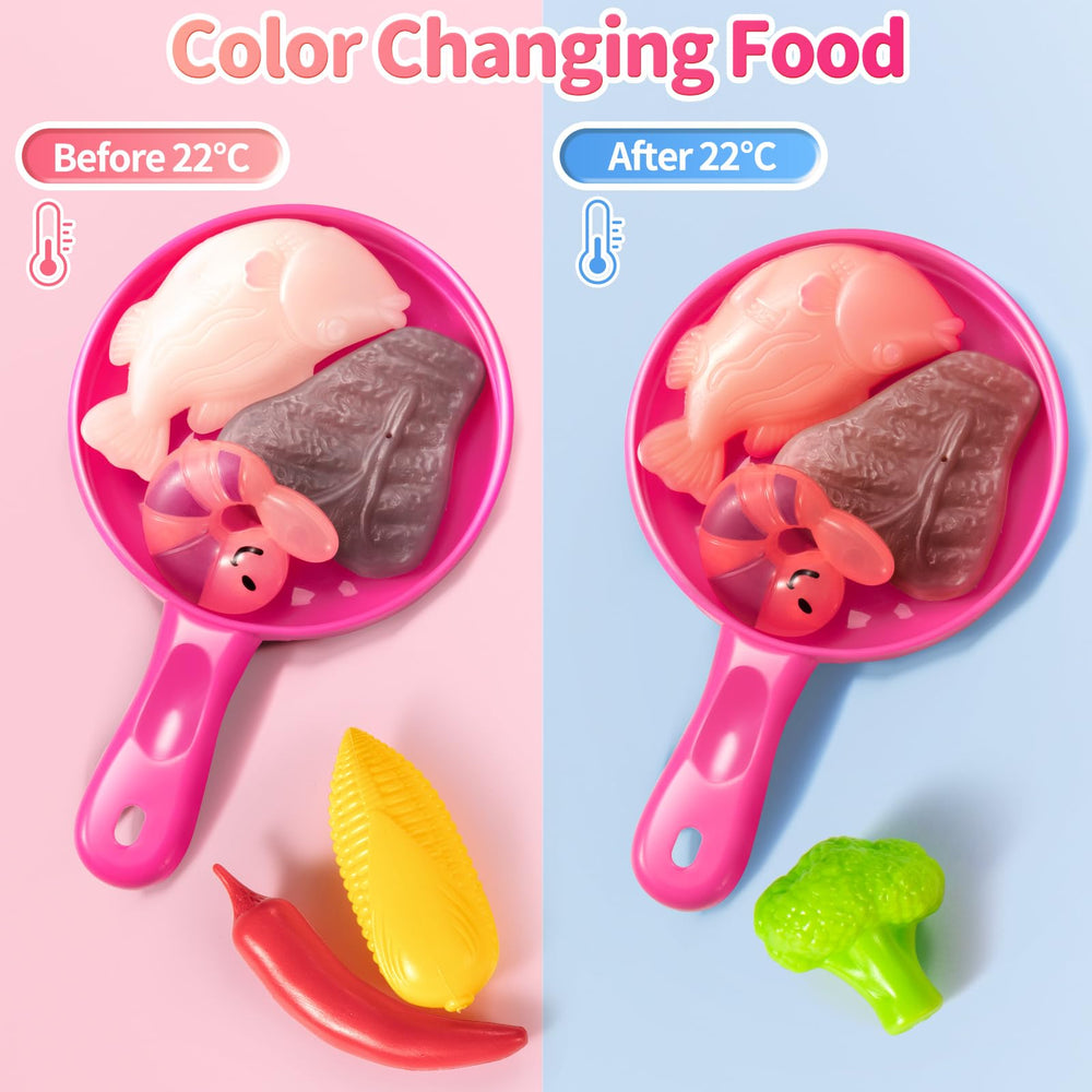 KIZONLY pink kitchen fruits and vegetables for pretend meals