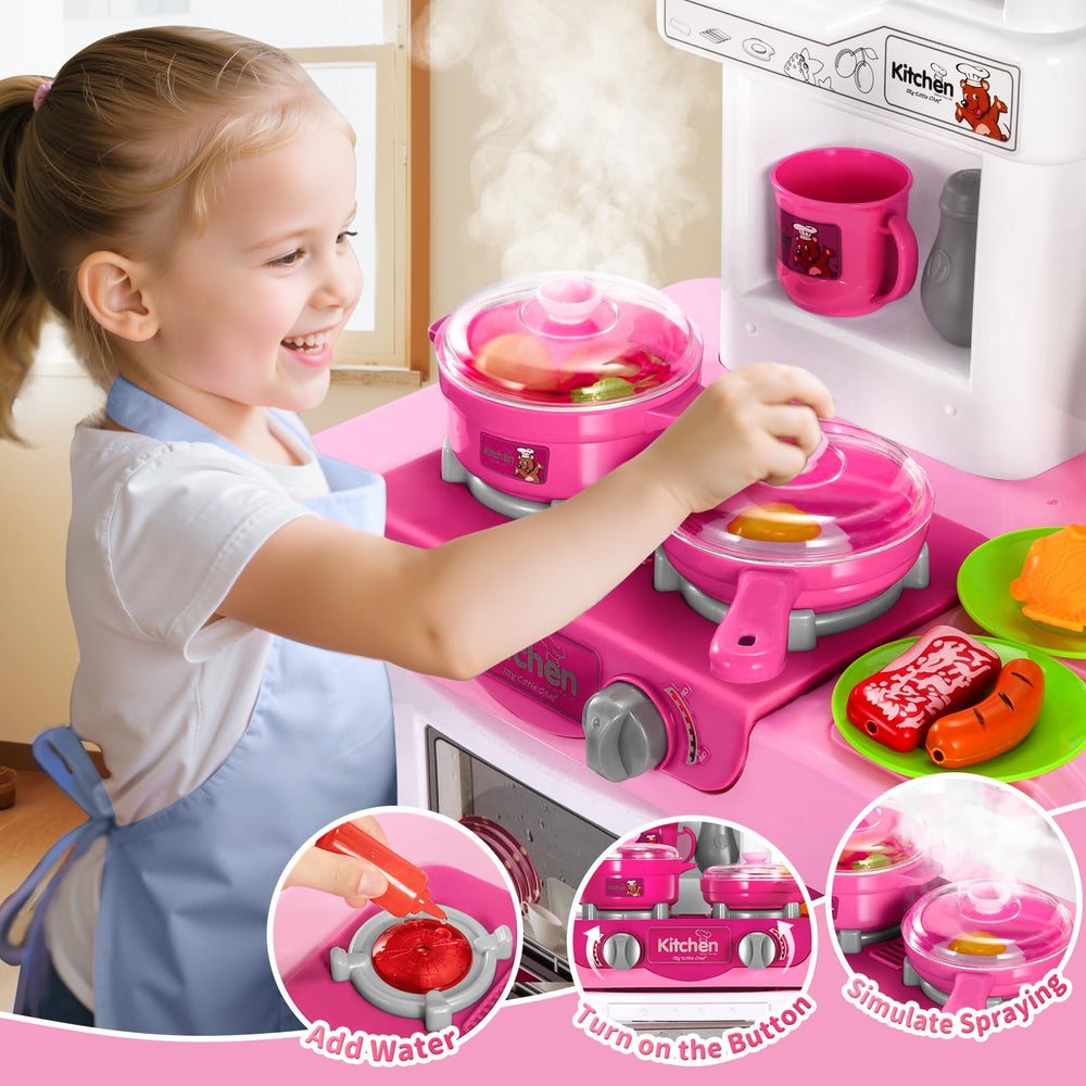 KIZONLY pink kitchen playset sink with running water for pretend washing