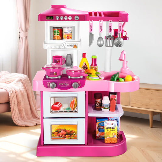 KIZONLY pink kitchen playset stove with lights for imaginative cooking play